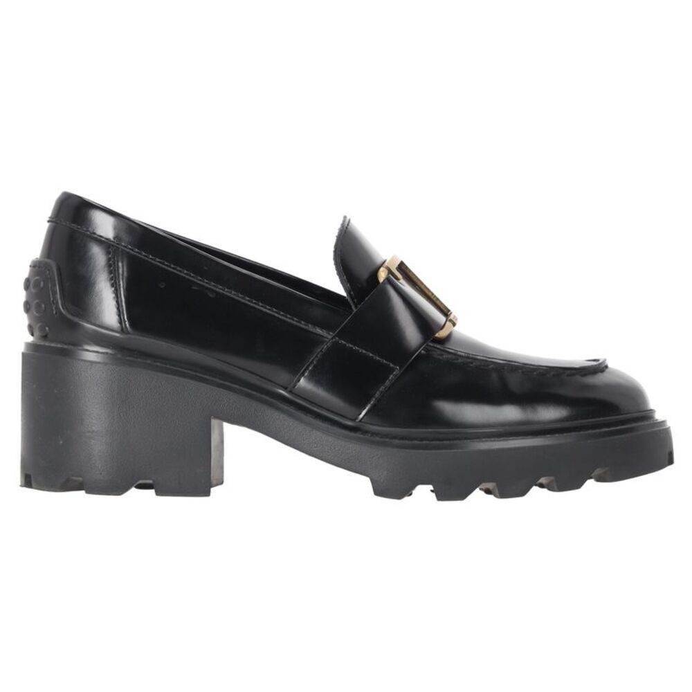 Tod's Buckled Platform Loafers in Black Calf Leather